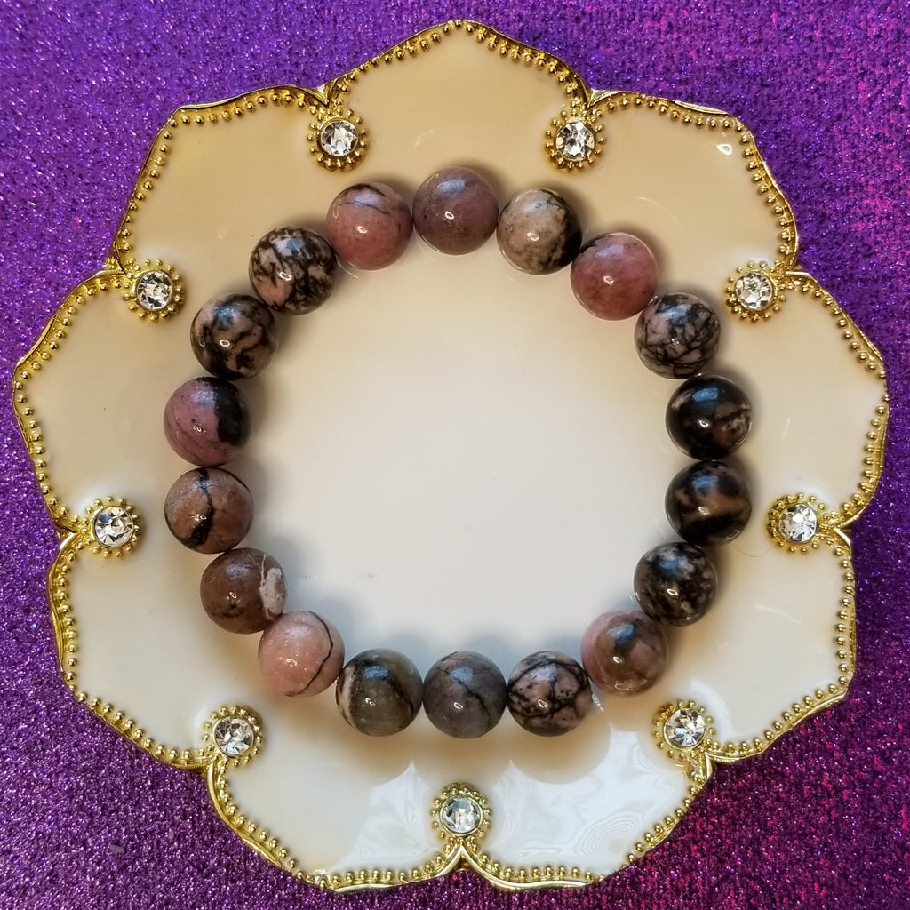 Rhodonite Bracelet (Med Beads)